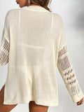 Cutout Notched Long Sleeve Cover-Up - Trendsi - Flyclothing LLC