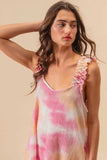 BiBi Tie Dye Printed Textured Woven with Ruffled - Trendsi - Flyclothing LLC