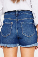 Kancan High Rise Frayed Hem Denim Shorts - Trendsi - Flyclothing LLC