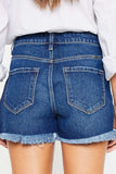 Kancan High Rise Frayed Hem Denim Shorts - Trendsi - Flyclothing LLC