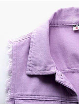 Full Size Button Down Raw Hem Sleeveless Denim Jacket Plus Size - Trendsi - Flyclothing LLC