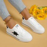 Star Round Toe Lace Up Sneakers - Trendsi
