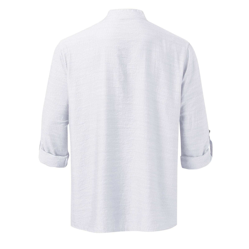 Men's Full Size Half Button Long Sleeve Shirt Plus Size - Trendsi - Flyclothing LLC