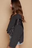 POL Cable Knit Quilting Patch V-Neck Sweater - Trendsi