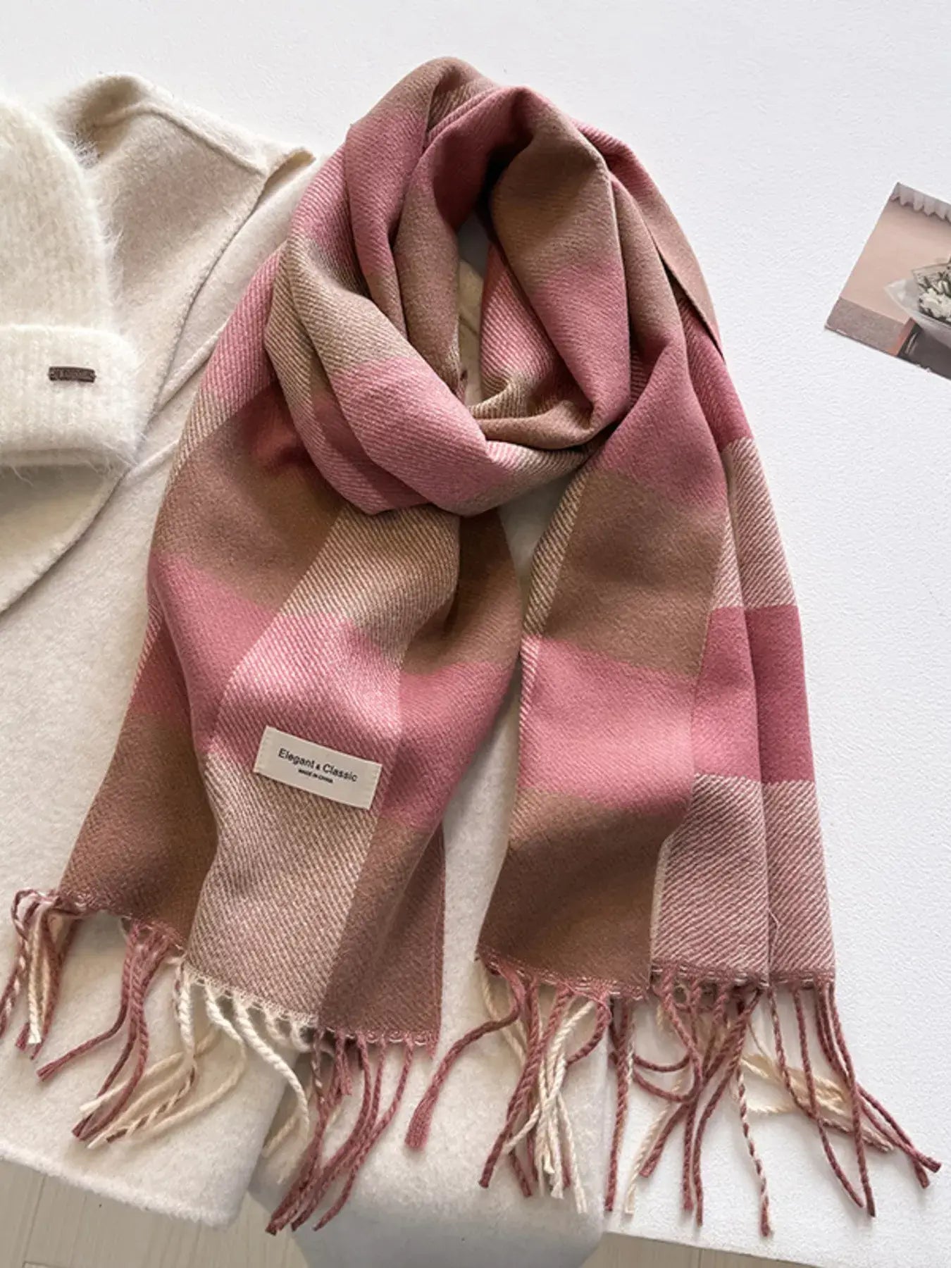 Plaid Fringe Scarf - Trendsi - Flyclothing LLC