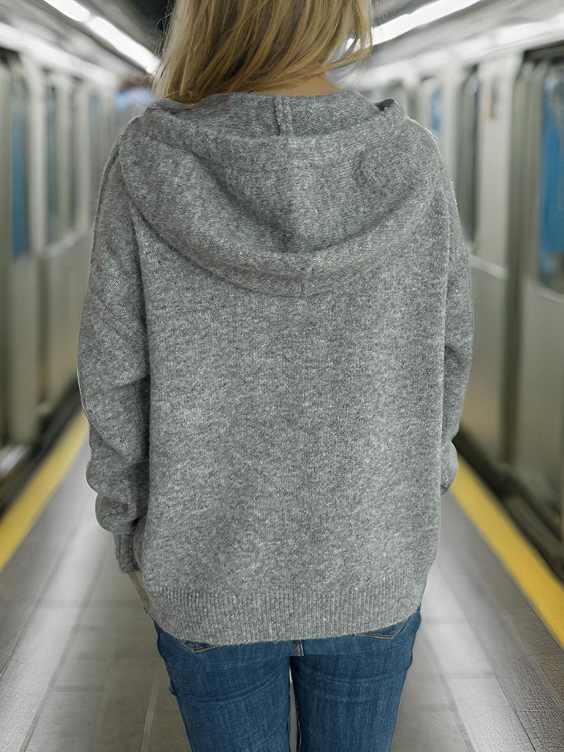 Drawstring Star Long Sleeve Hooded Sweater - Trendsi