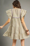 Umgee Floral Ruffled Cap Sleeve Tiered Mini Dress - Trendsi