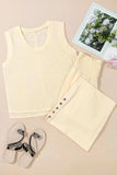 Solid Color Tank Top and Smocked Waist Pants Set - Trendsi - Flyclothing LLC