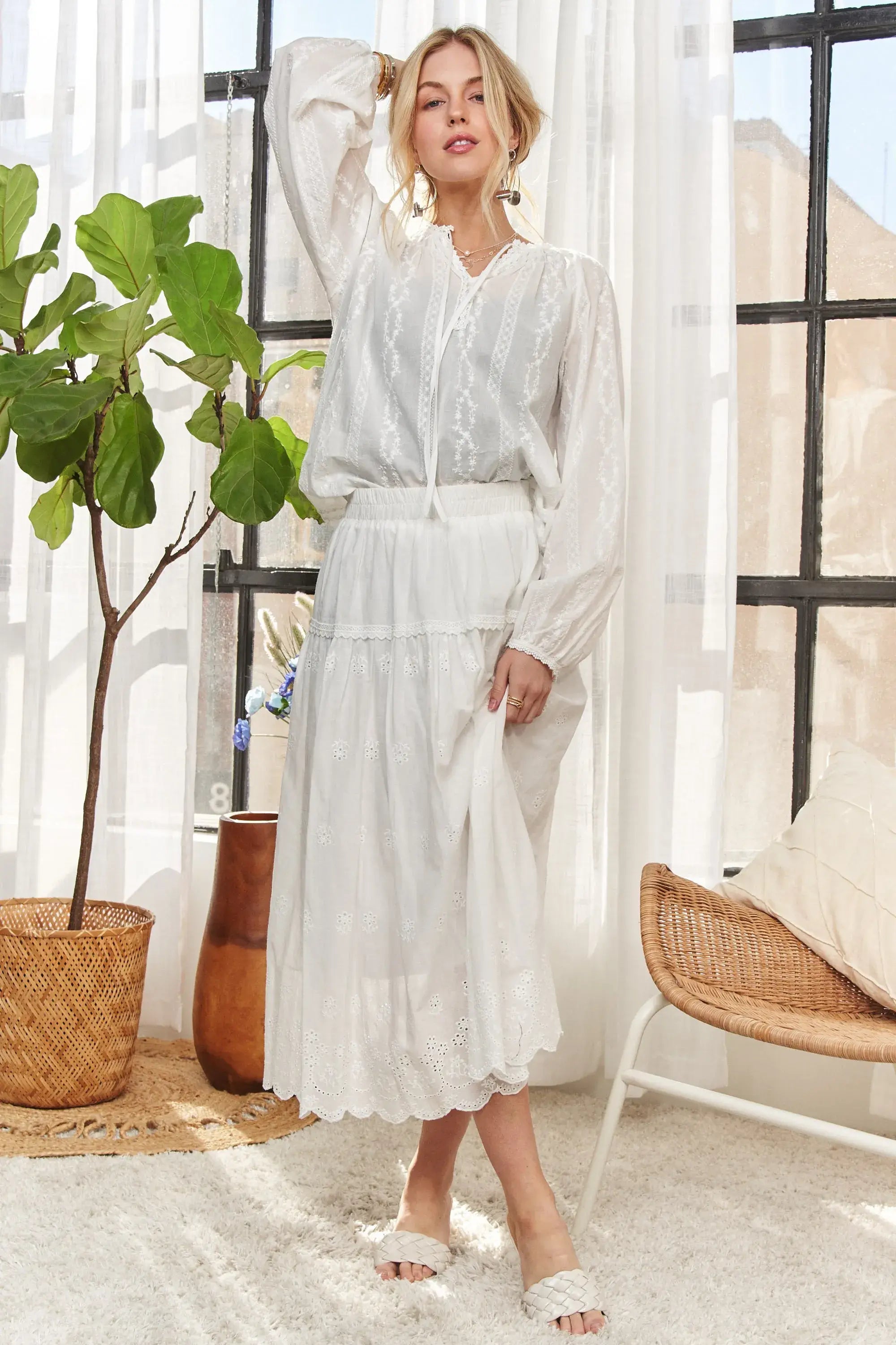 ADORA Cotton Peasant Top - Trendsi - Flyclothing LLC