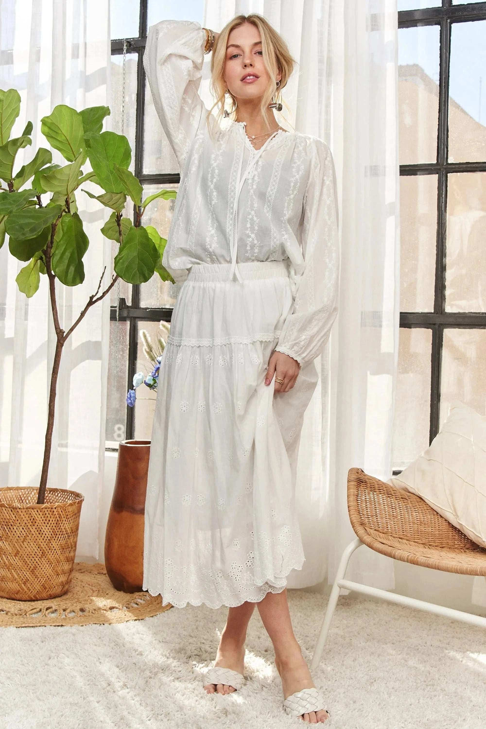 ADORA Cotton Peasant Top - Trendsi - Flyclothing LLC