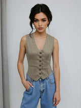Plaid Button Down Vest - Trendsi - Flyclothing LLC