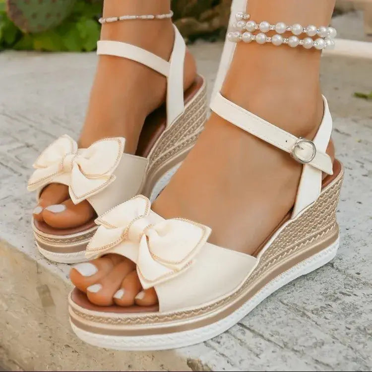 Peep Toe Wedge Sandals - Trendsi - Flyclothing LLC