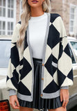 Color Block Button Down Long Sleeve Cardigan - Trendsi - Flyclothing LLC