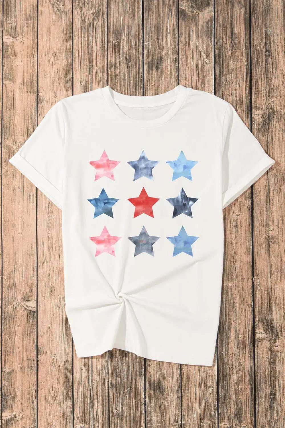 Star Round Neck Short Sleeve T-Shirt - Trendsi - Flyclothing LLC