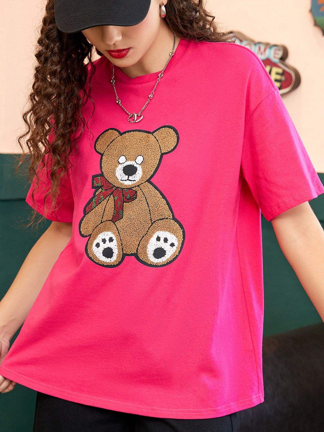 Letter Graphic Round Neck Half Sleeve T-Shirt - Trendsi - Flyclothing LLC