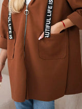 Full Size Hooded Zip-Up Longline Outerwear Plus Size - Trendsi - Flyclothing LLC