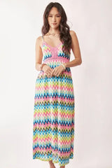 Davi & Dani Multi Color Crochet Lace Midi Dress - Trendsi - Flyclothing LLC