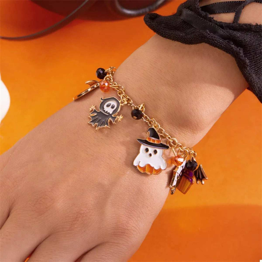 18K Gold-Plated Halloween Charm Bracelet - Trendsi - Flyclothing LLC