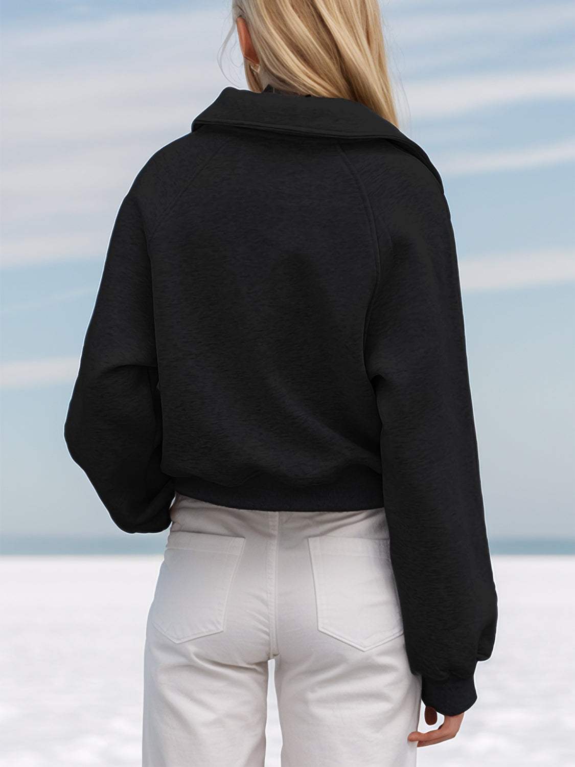 Half Zip Long Sleeve Sweatshirt - Trendsi - Flyclothing LLC