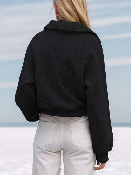 Half Zip Long Sleeve Sweatshirt - Trendsi - Flyclothing LLC
