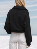Half Zip Long Sleeve Sweatshirt - Trendsi
