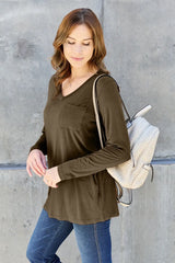 Basic Bae Full Size V-Neck Long Sleeve Top - ShopBasicbae - Flyclothing LLC