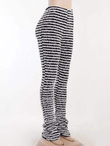 Striped Fuzzy Textured Knit Pants - Trendsi - Flyclothing LLC