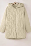 Snap Down Long Sleeve Quilted Winter Coat - Trendsi - Flyclothing LLC