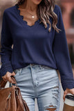 Lace Detail V-Neck Long Sleeve T-Shirt - Trendsi - Flyclothing LLC