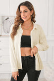 Textured Collared Neck Long Sleeve Shirt - Trendsi - Flyclothing LLC