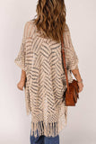 Openwork Open Front Cardigan with Fringes - Trendsi - Flyclothing LLC