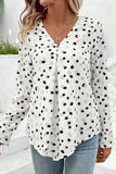 Printed V-Neck Long Sleeve Blouse - Trendsi - Flyclothing LLC