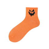 Cute Ghost Mid-Calf Halloween Socks With Pumpkin Print For Women