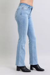 Judy Blue Mid Rise Thermal Bootcut Jeans - Trendsi - Flyclothing LLC