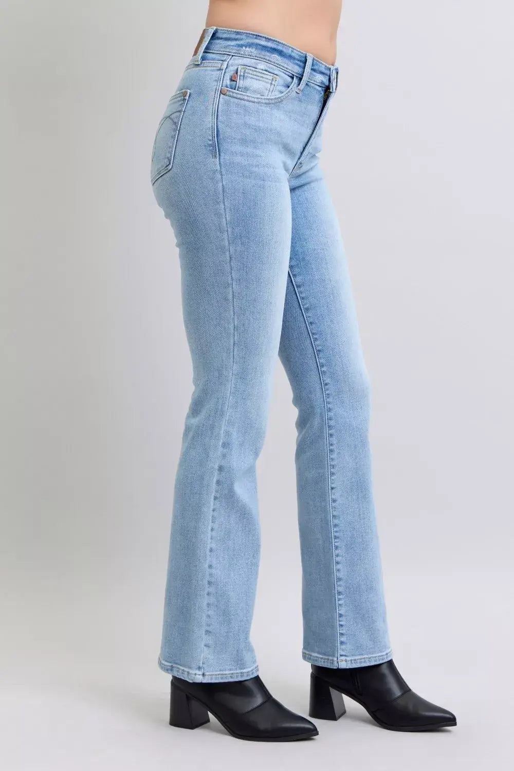 Judy Blue Mid Rise Thermal Bootcut Jeans - Trendsi - Flyclothing LLC