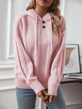 Drawstring Long Sleeve Hooded Sweater - Trendsi