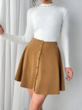 Buttoned Mini Skirt - Trendsi
