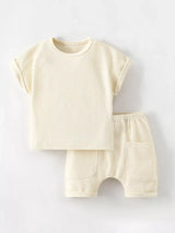 Children's Waffle Knit Tee and Shorts Set - Trendsi - Flyclothing LLC