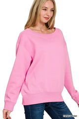 Zenana Fleece Boat Neck Sweatshirt - Trendsi - Flyclothing LLC