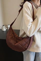 Plaid Quilted Adjustable Strap Crossbody Bag - Trendsi