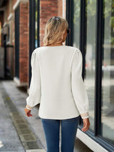 V-Neck Long Sleeve Blouse - Trendsi - Flyclothing LLC
