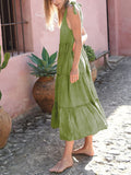 Tiered Frill V-Neck Sleeveless Dress Trendsi