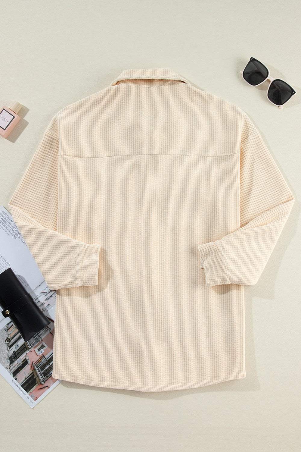 Pocketed Button Up Dropped Shoulder Shacket - Trendsi - Flyclothing LLC
