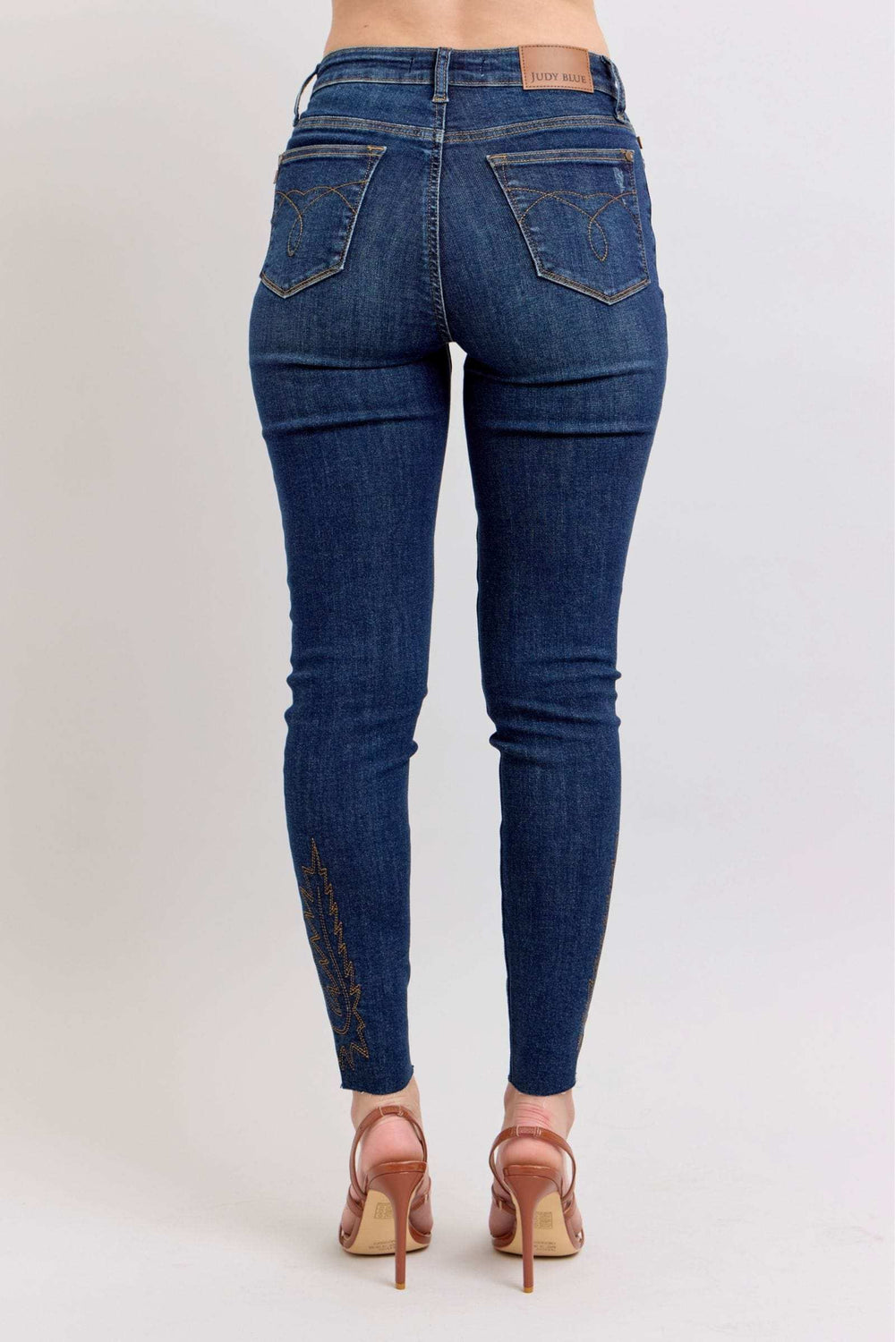 Judy Blue Full Size Embroidered High Rise Skinny Jeans Plus Size - Trendsi - Flyclothing LLC