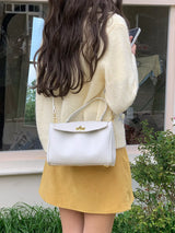 Golden Clasp Leather Crossbody Bag - Trendsi - Flyclothing LLC