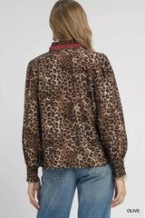 Umgee Ruffle Trim Leopard Print Shirt - Trendsi - Flyclothing LLC
