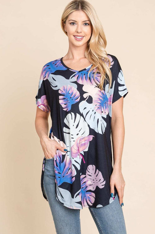 BOMBOM Printed Round Neck Short Sleeve T-Shirt - Trendsi - Flyclothing LLC