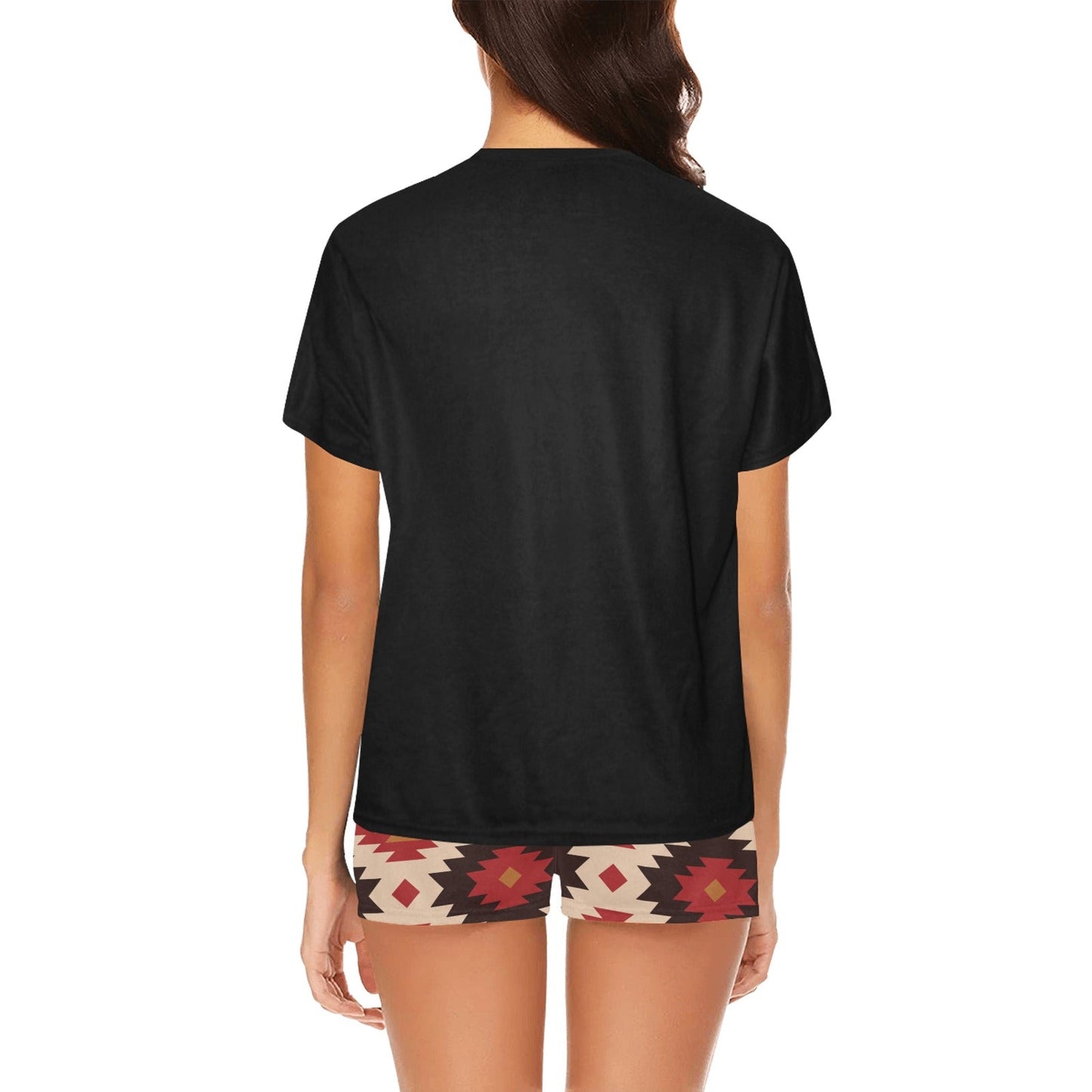 Baha Ranch Red Aztec Bull Women's Western Top and Short Pajama Set