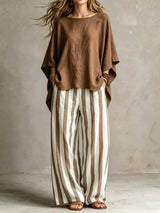 Full Size Solid Color Top and Pants Set Plus Size - Trendsi - Flyclothing LLC