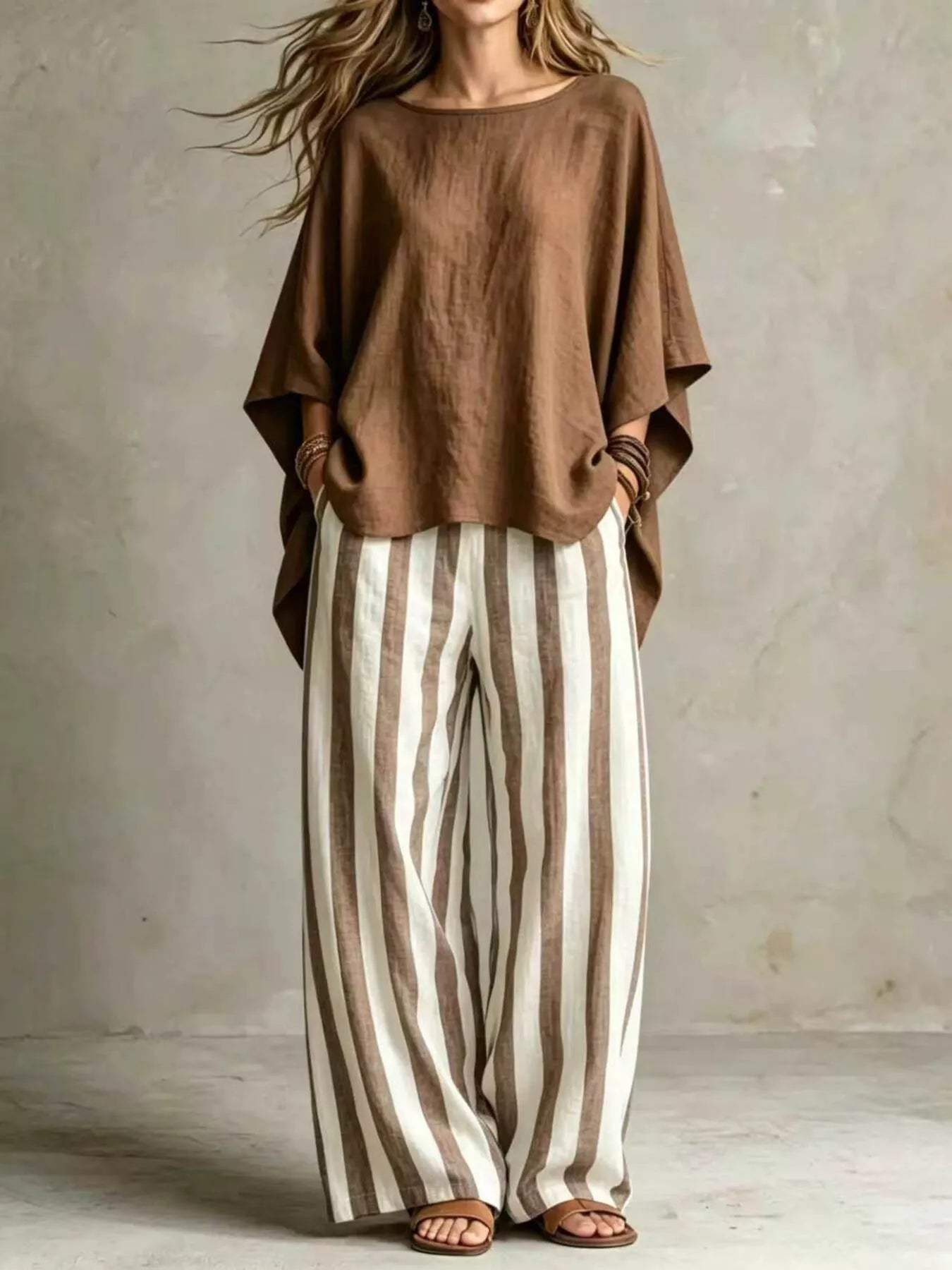 Full Size Solid Color Top and Pants Set Plus Size - Trendsi - Flyclothing LLC